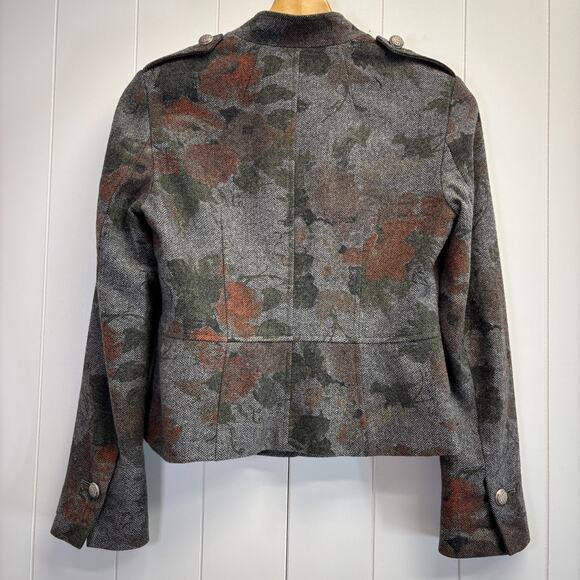 Worth Womens Wool Cashmere Floral Old Money Jacket Size 4 Quiet Luxury Artsy - Picture 2 of 8